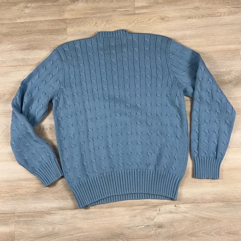 Polo Ralph Lauren Cable Knit Sweater Pullover Pony Light Blue Men’s Size Large - Picture 6 of 6
